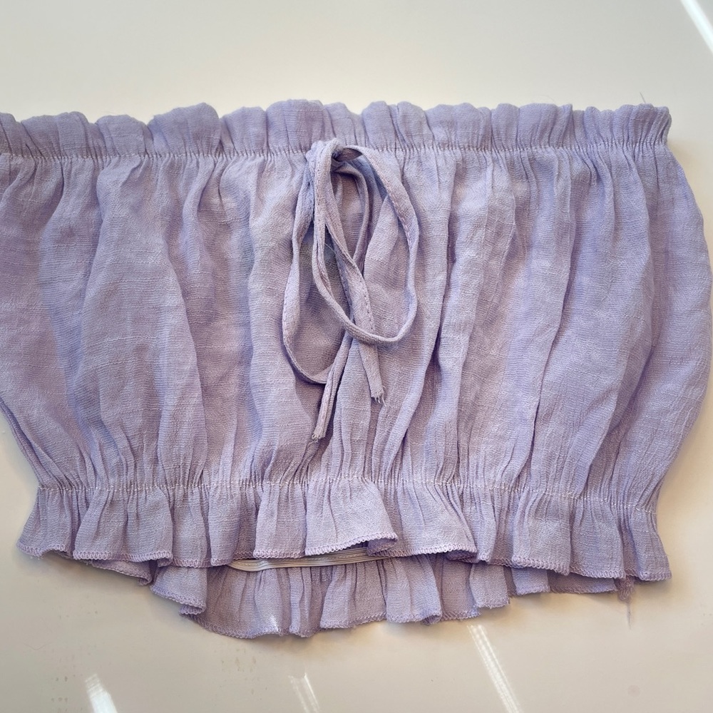 lavender cropped ruffle tube top